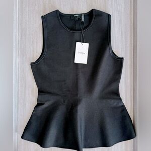 Theory sleeveless peplum top in compact knit